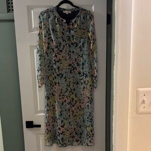 LOFT Multicolor Floral Long Sleeve Dress